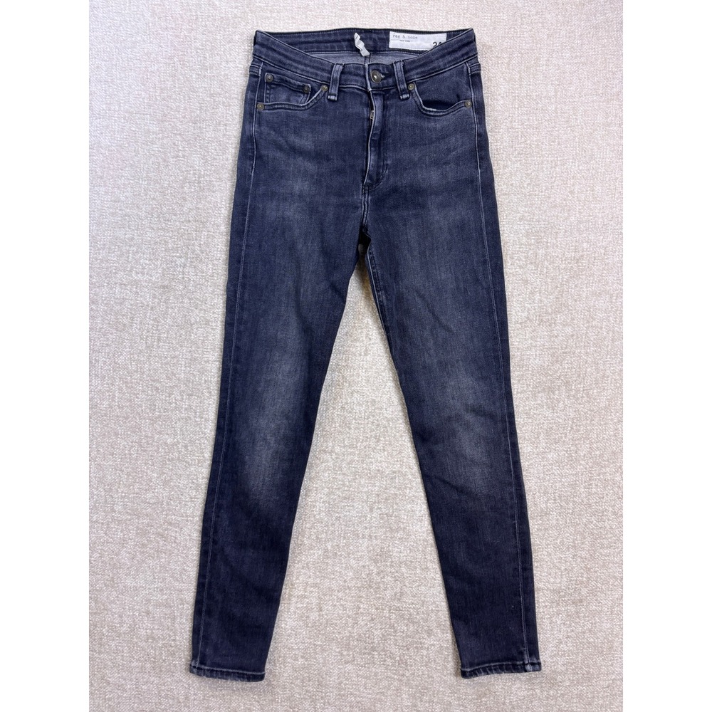 Rag & Bone Nina High-Rise Ankle Skinny Jeans Faded Black Size 24